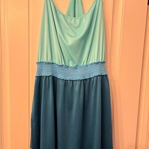 American Eagle Outfitters Teal and Blue Casual Dress